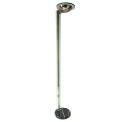 Vintage Halogen Torchiere Floor Lamp , Silver plated , Glass & Marble , Italia ,  1980s