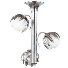 French Vintage 1970's Chrome Chandelier