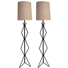 Pair of Custom Iron Floor Lamps