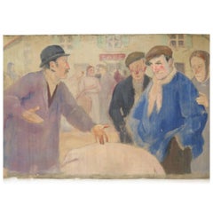 Frise d'une foire de village française par L. Lantier, années 1930