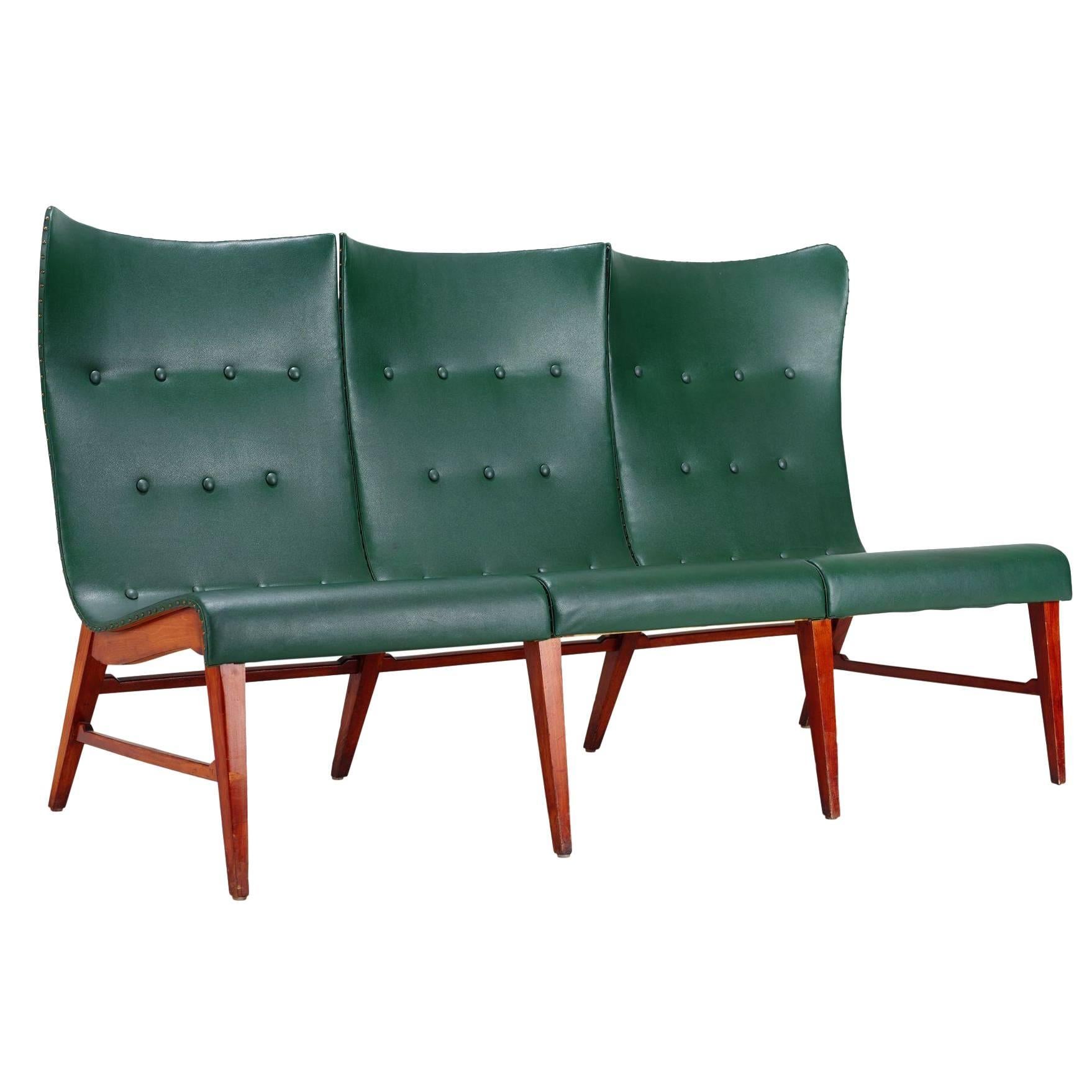 Mid-Century Modern Wing Back Bench by Axel Larsson for Bodafors, 1950's For Sale