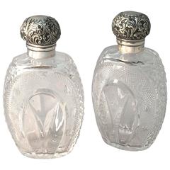 English Crystal Bottles with Sterling Silver Tops, circa 1889 1