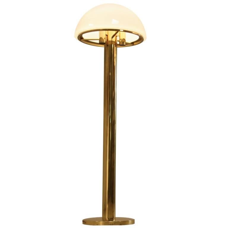 Brass Mushroom Shaped Floor Lamp with Murano Glass Shade, Austria, 1960s For Sale