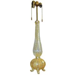 Barovier Cordonato d'Oro Murano Gold Footed Table Lamp