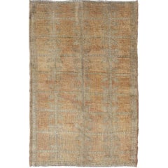 Muted All-Over Design Turkish Oushak Carpet in Cream, Tan and Light Gray