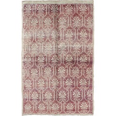 Vintage Unique Turkish Tulu Rug with All-Over Paisley Design in Light Aubergine & Ivory