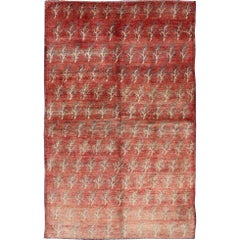 Vintage Turkish Tulu Rug with Faint Red Ground and All-Over Vines Design