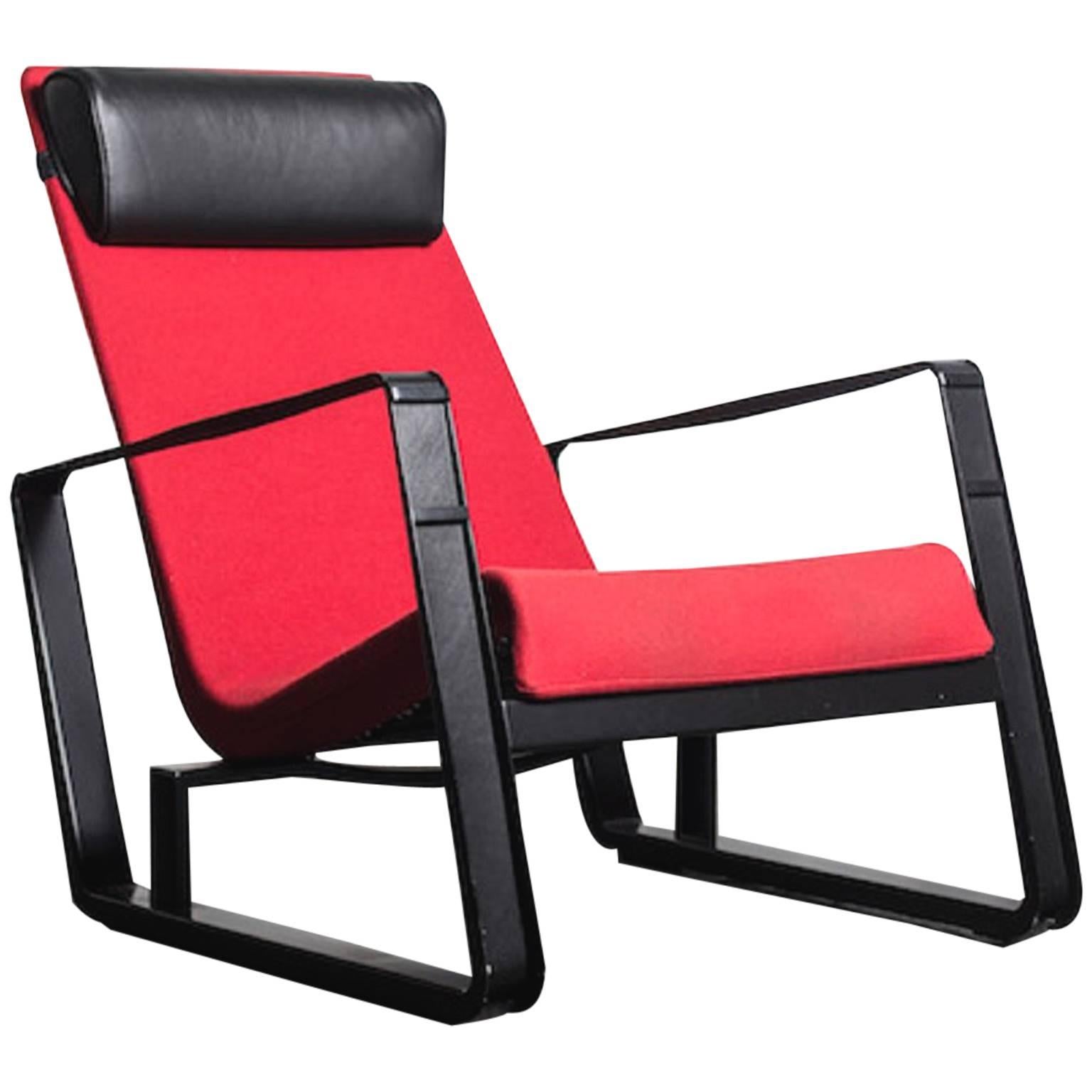 Jean Prouve Red Lounge Chair Model Cité