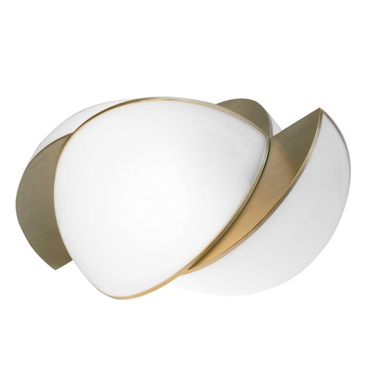 Collision Large Table Light, Gold Galvanic with White Acrylic by Lara Bohinc