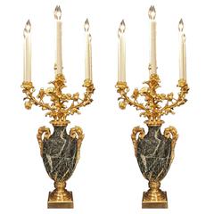 French 19th Century Louis XVI Style Maurin Vert Candelabra Lamps