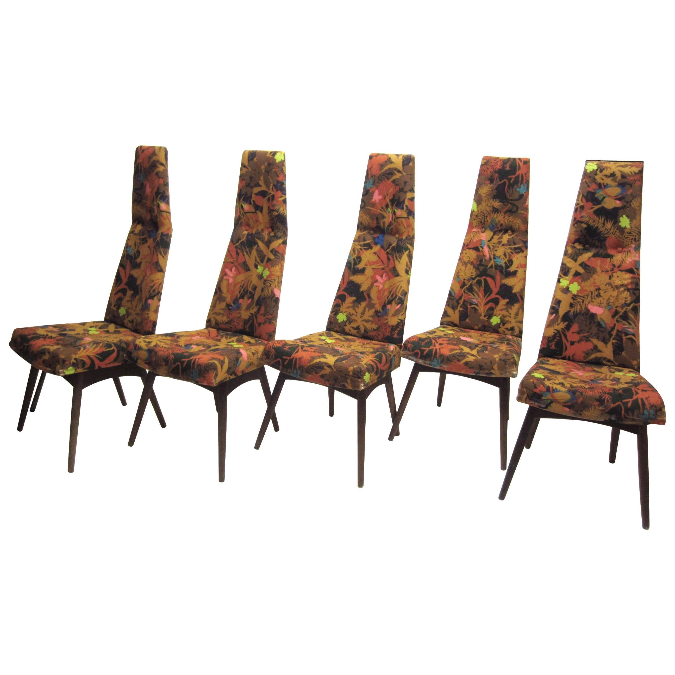 Adrian Pearsall High Back Dining Chairs, Group of Five For Sale