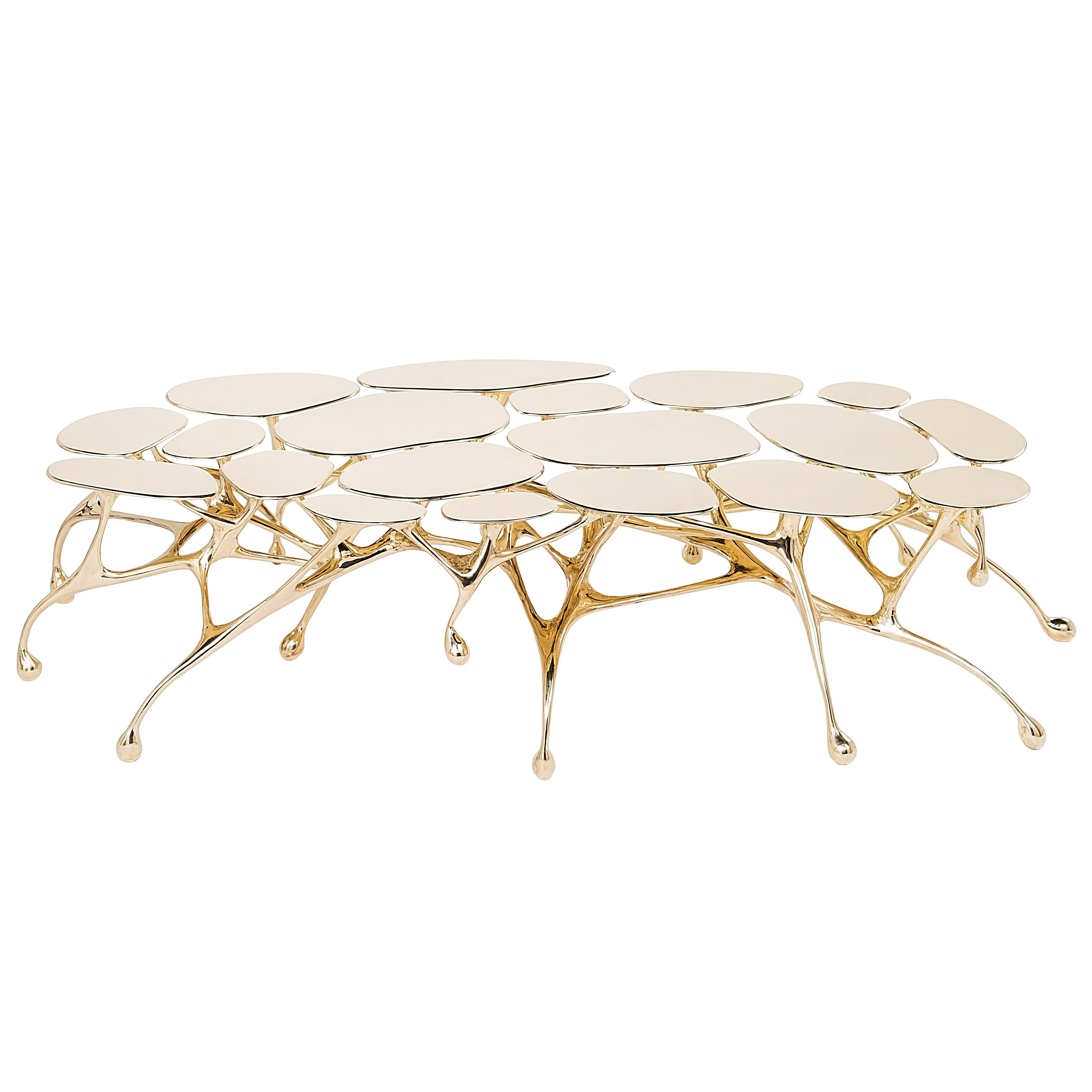 Brass Coffee Table/Accent Table by Zhipeng Tan For Sale
