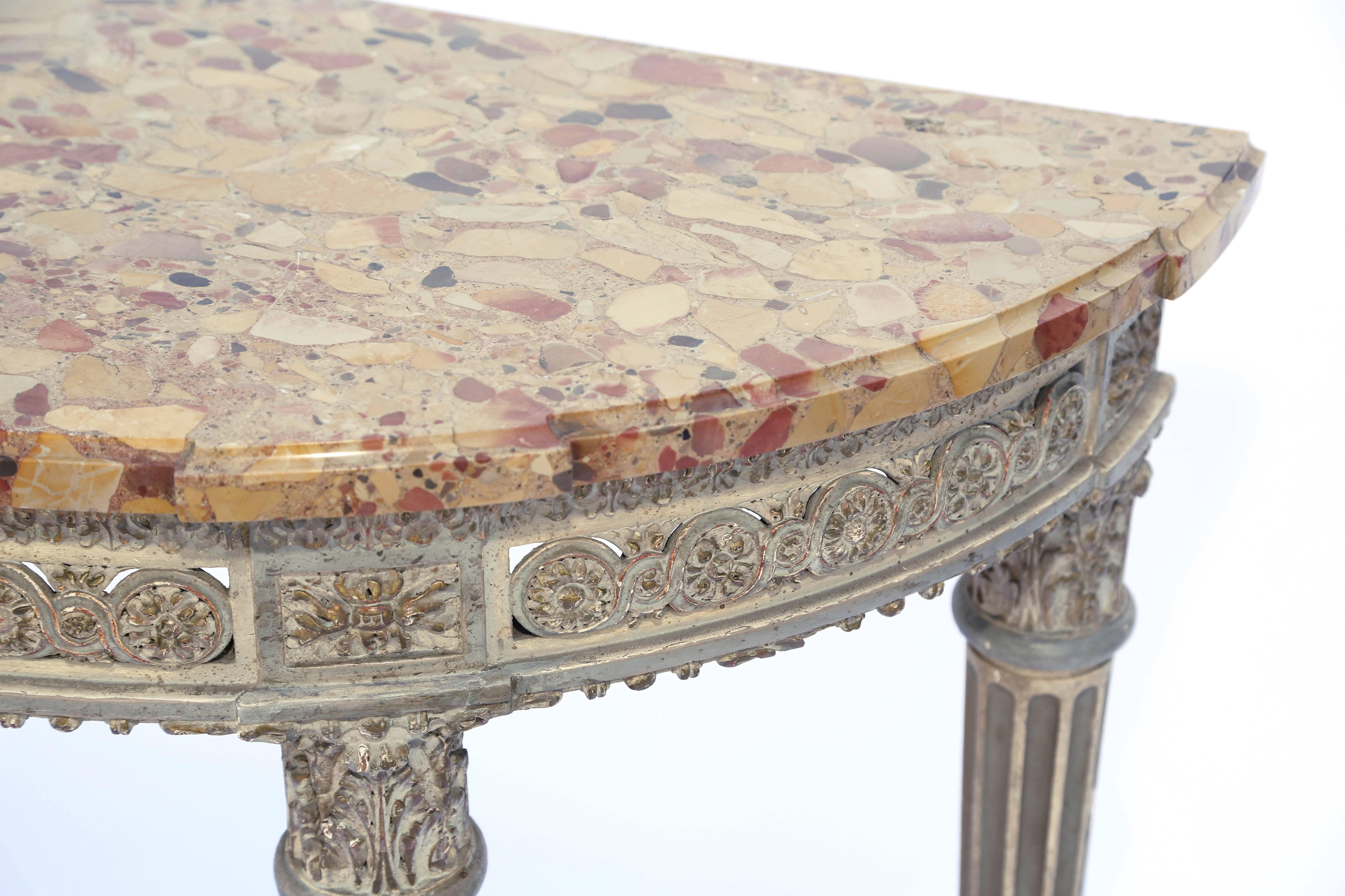 Louis XVI Painted Demilune with Breche d'Alep Marble Top 1