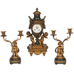 19th Century French Louis XVI Style Clock Set