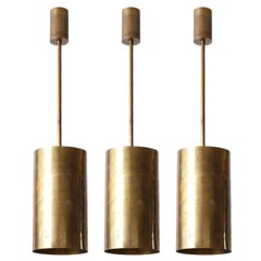 Set of Three Pendant Lights, Patinated Brass, 1970