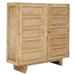 Gouffe Deco Cerused Oak Cabinet France, 1940s, Mid-Century