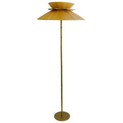 Daisy Floor Lamp Silk Shade Abatjour Silvered Glass Brass 2