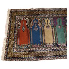Old Turkish Kayseri Prayer Rug in Saf Design, Useful Small Runner Size