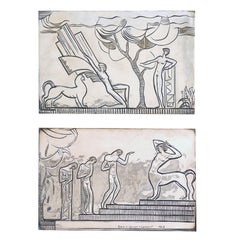 "Mythological Scenes," Important Pair of Art Deco Bronzes by Lovet Lorski