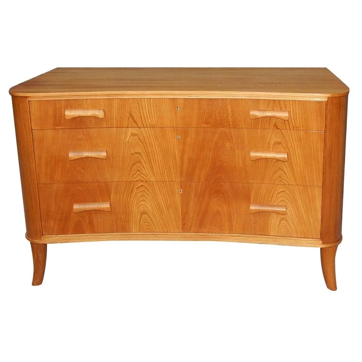Swedish Moderne Chest of Drawers in Elm-Axel Larsson for Bodafors, circa 1940