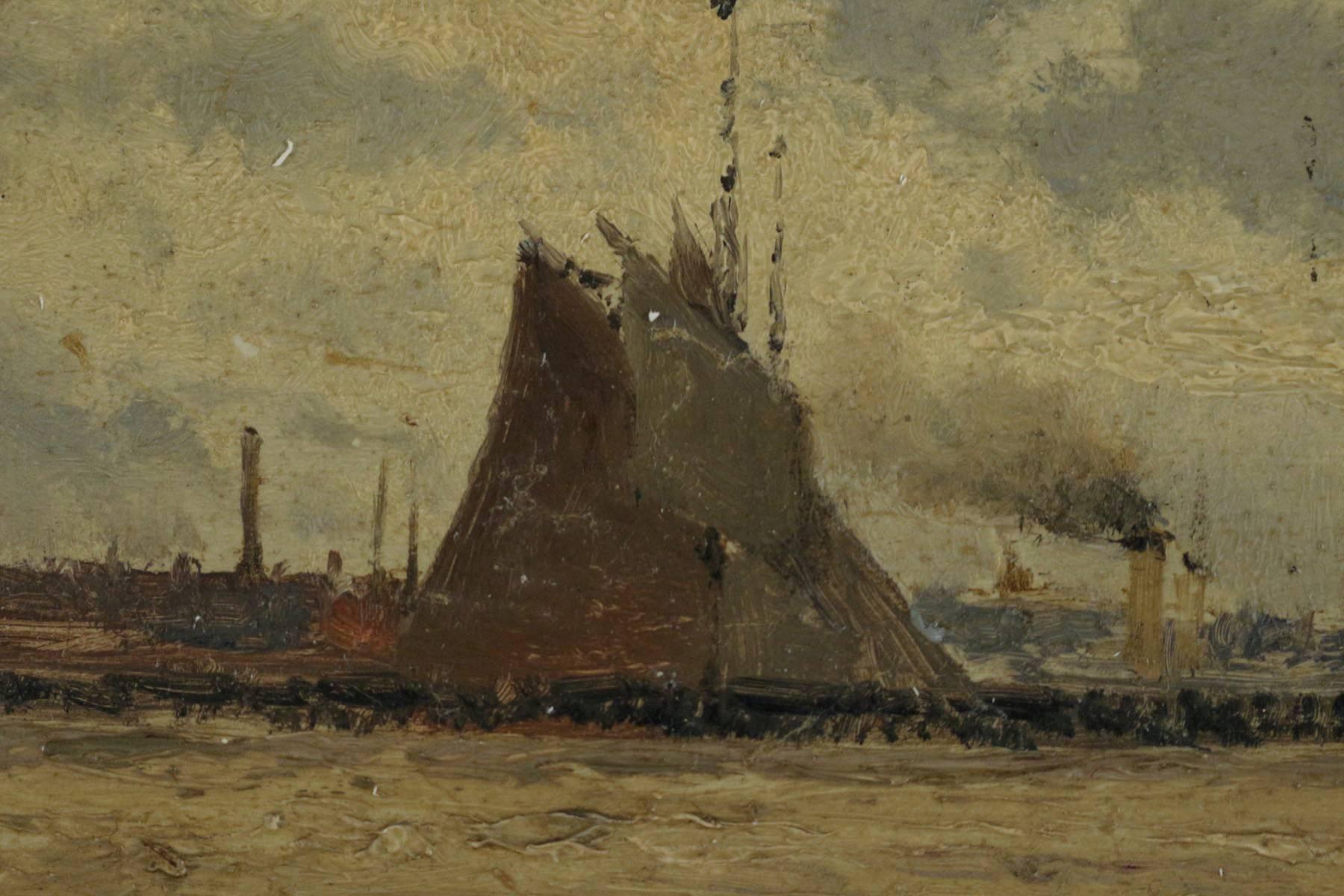 18th Century Eugene Victor de Papeleu Mid-19th Century Oil on Pannel the Port, circa 1850