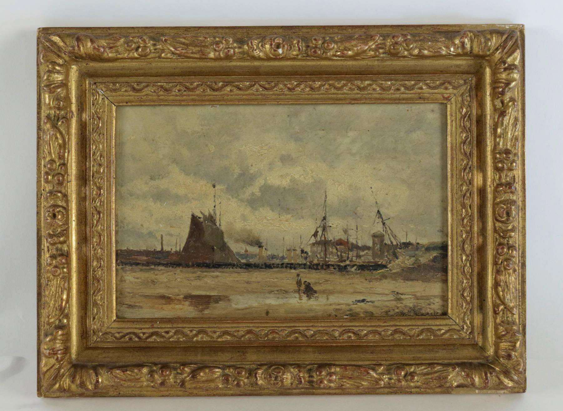 Lovely oil on pannel depicting a French beach and far off a port.
Our painting is sign by Eugene Victor de Papeleu on the lower right, circa 1850.

Original giltwood frame.

Size unframed : W 9.44 In. - H 6.29 In.
Size with frame : W 12.99 In.