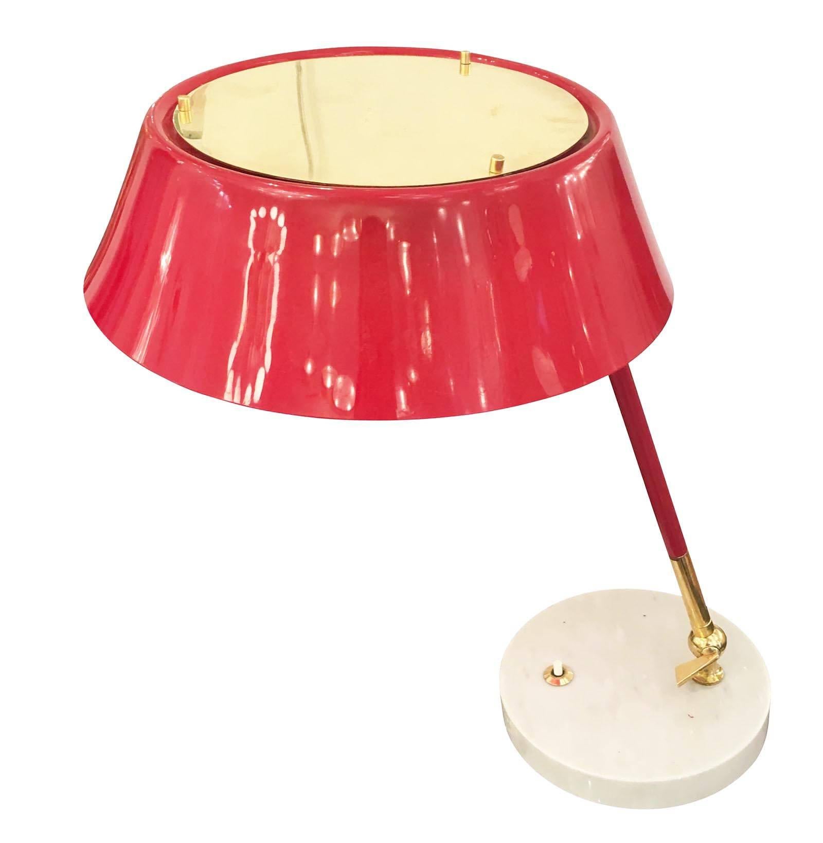 Mid-Century Modern Red Adjustable Desk Lamp by Stilux, Italy, 1950s