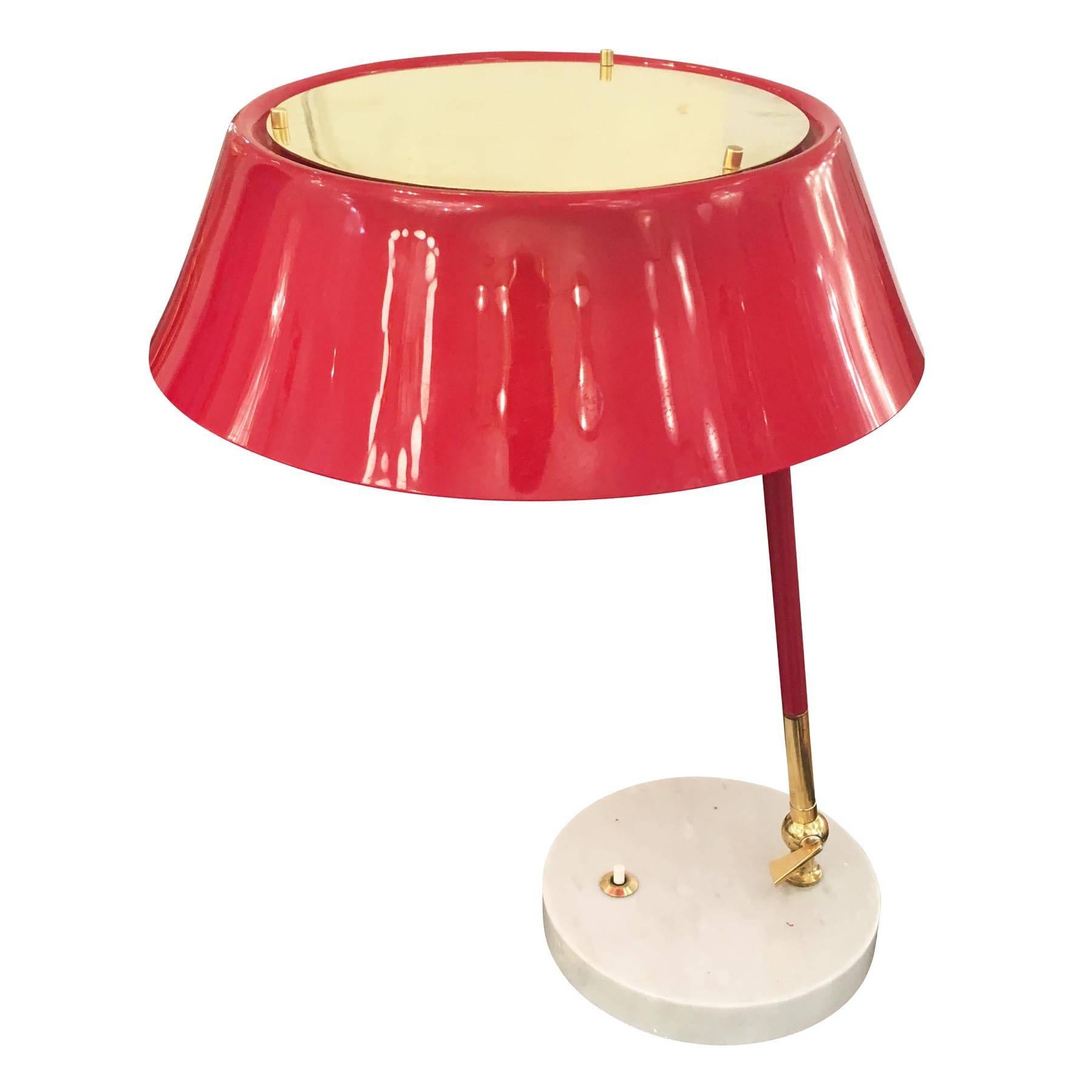 Mid-20th Century Red Adjustable Desk Lamp by Stilux, Italy, 1950s