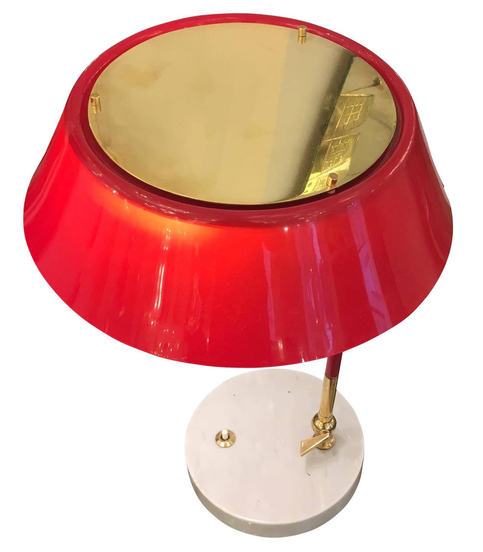 Red Adjustable Desk Lamp by Stilux, Italy, 1950s In Excellent Condition In New York, NY