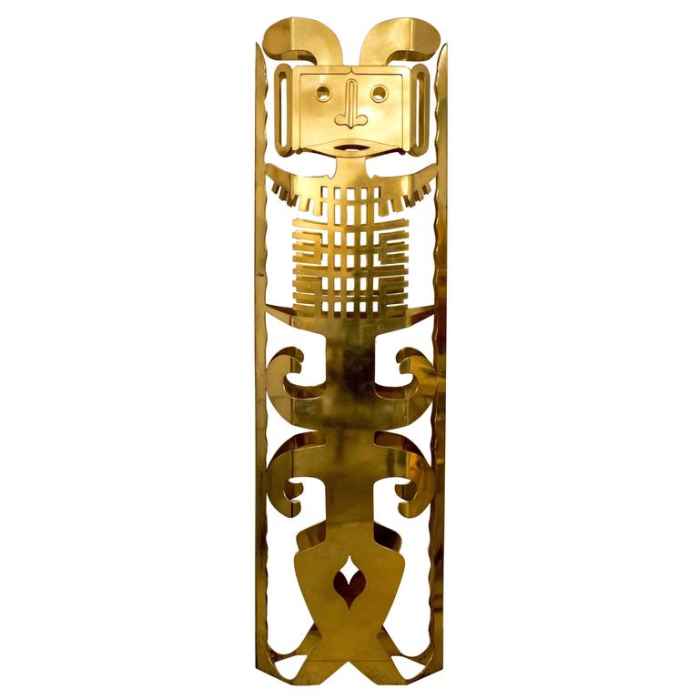Mayan TOTEM Brass Sculpture by Robert Zeidman For Sale at 1stdibs