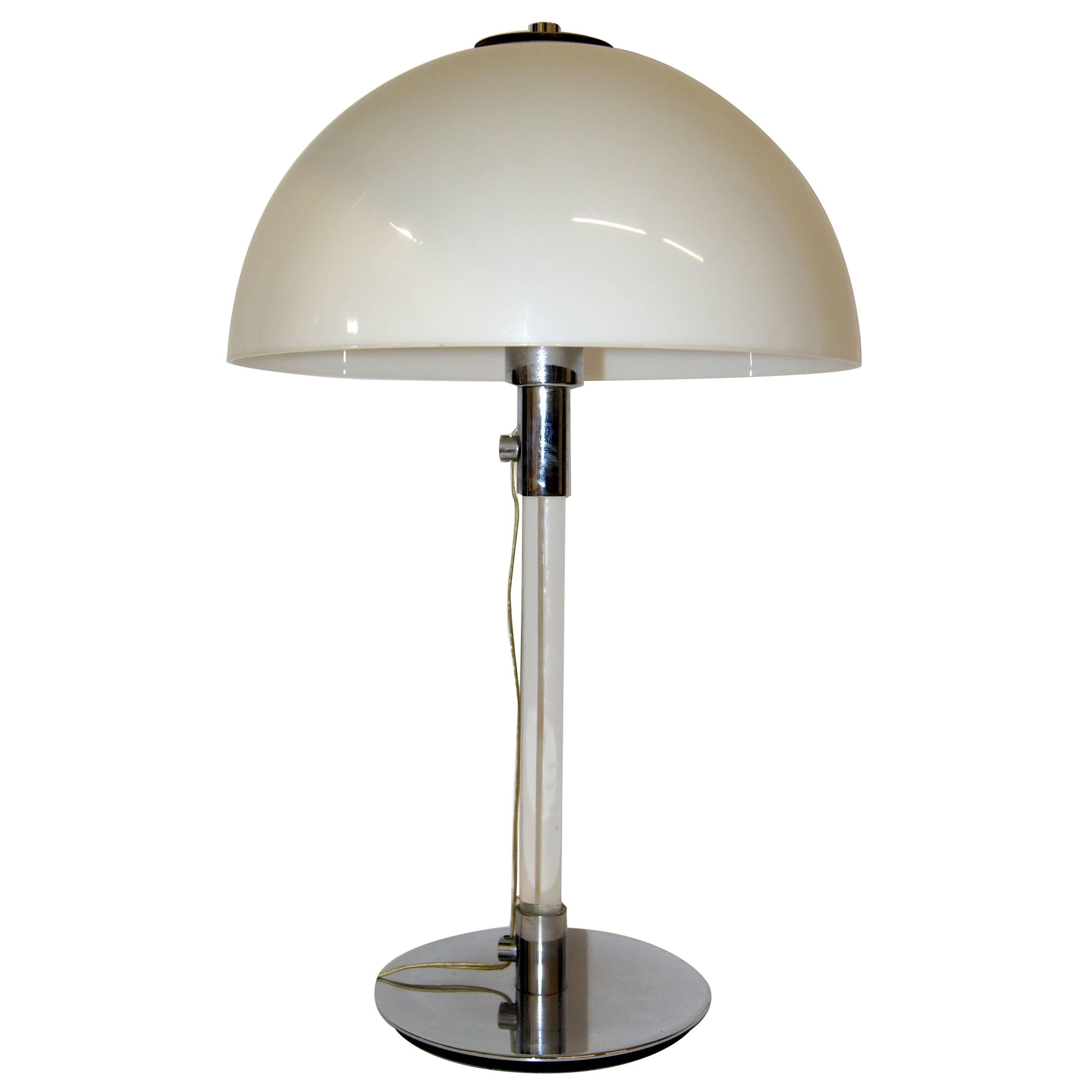 George W. Hansen Glass and Chrome Table Lamp For Sale