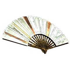 Fan Sculpture Mirror Old Glass and Silvering Brass Metal by Sabrina Landini