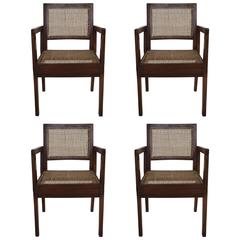 Cane Chairs by Pierre Jeanneret, circa 1950s, Set of Four 7
