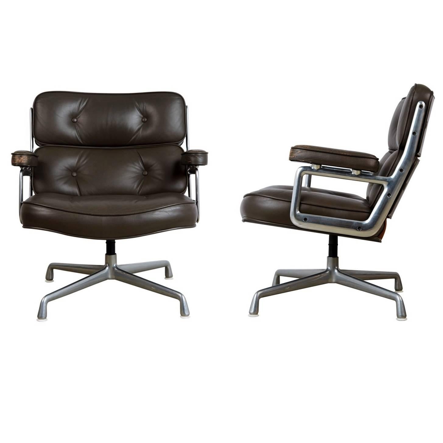 Dark Grey Time Life Lobby Lounge Chairs by Charles Eames for Herman Miller 