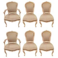 Stately Set of Six French Style Dining Chairs 10