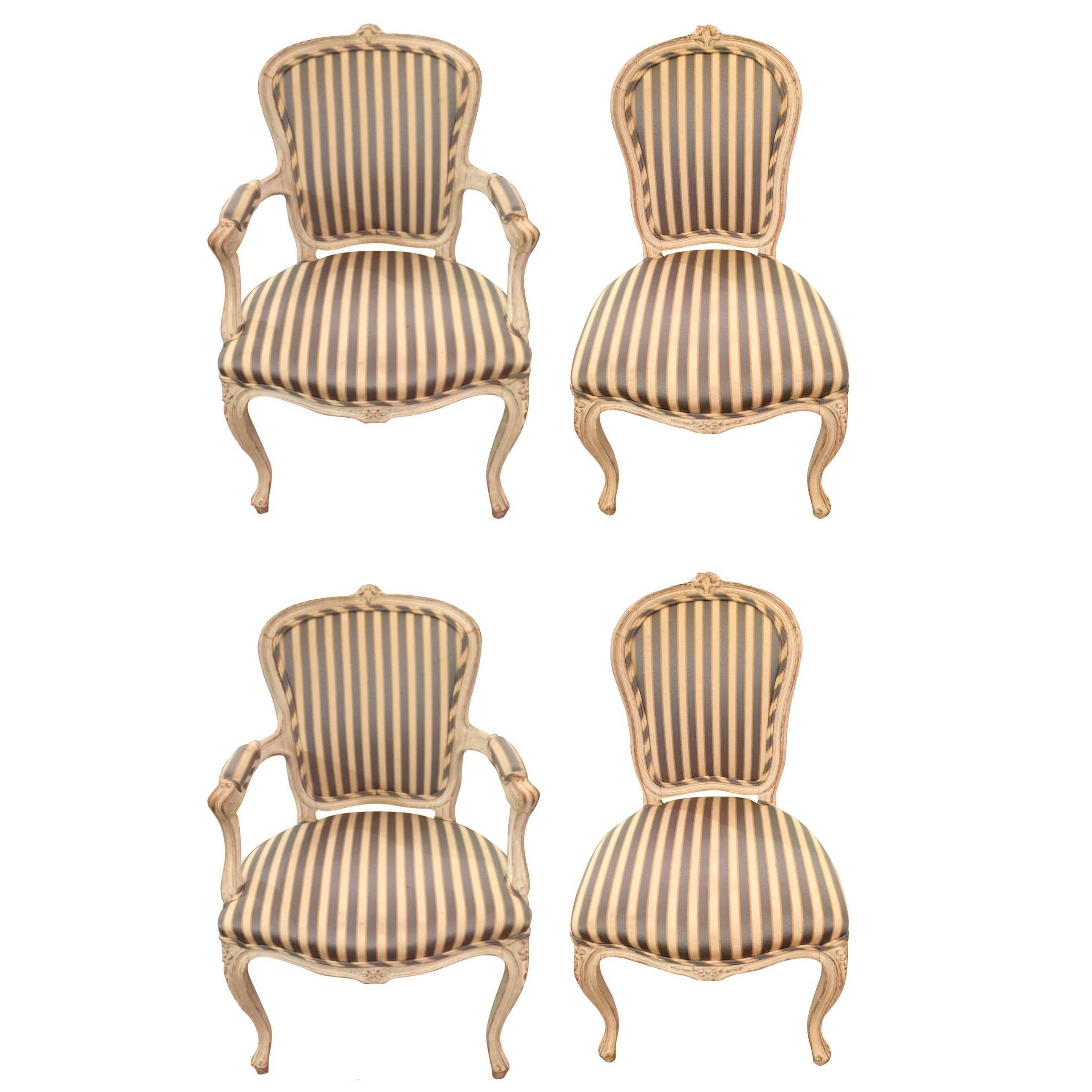 Stately Set of Four French Style Dining Chairs