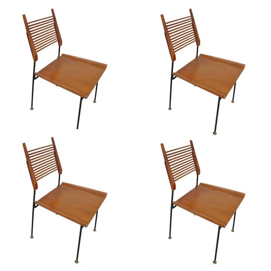 Set of Four Vintage Mid-Century Paul McCobb Shovel Dining Chairs For Sale