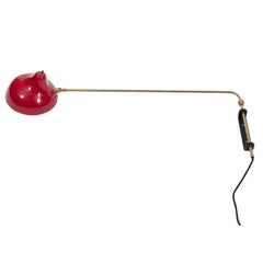Contemporary Wall-Mounted Desk Lamp in Brass, Steel and Enamel