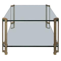 1970s Dutch Square Two Tier Brass and Glass Side Table by Peter Ghyczy 7