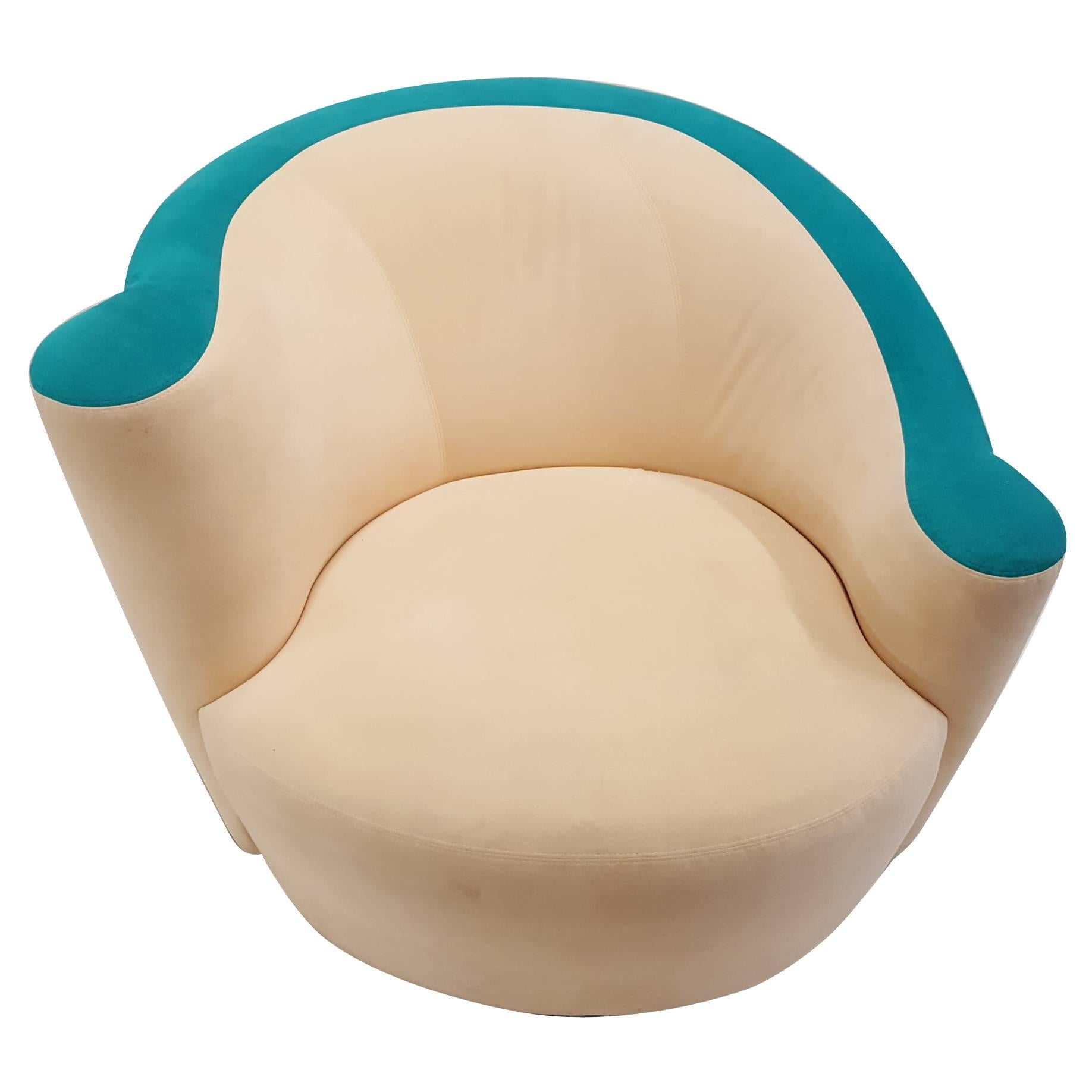 Kagan Corkscrew Swivel Chair and Ottoman For Sale