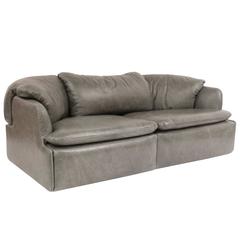Alberto Rosselli for Saporiti Leather Sofa 1