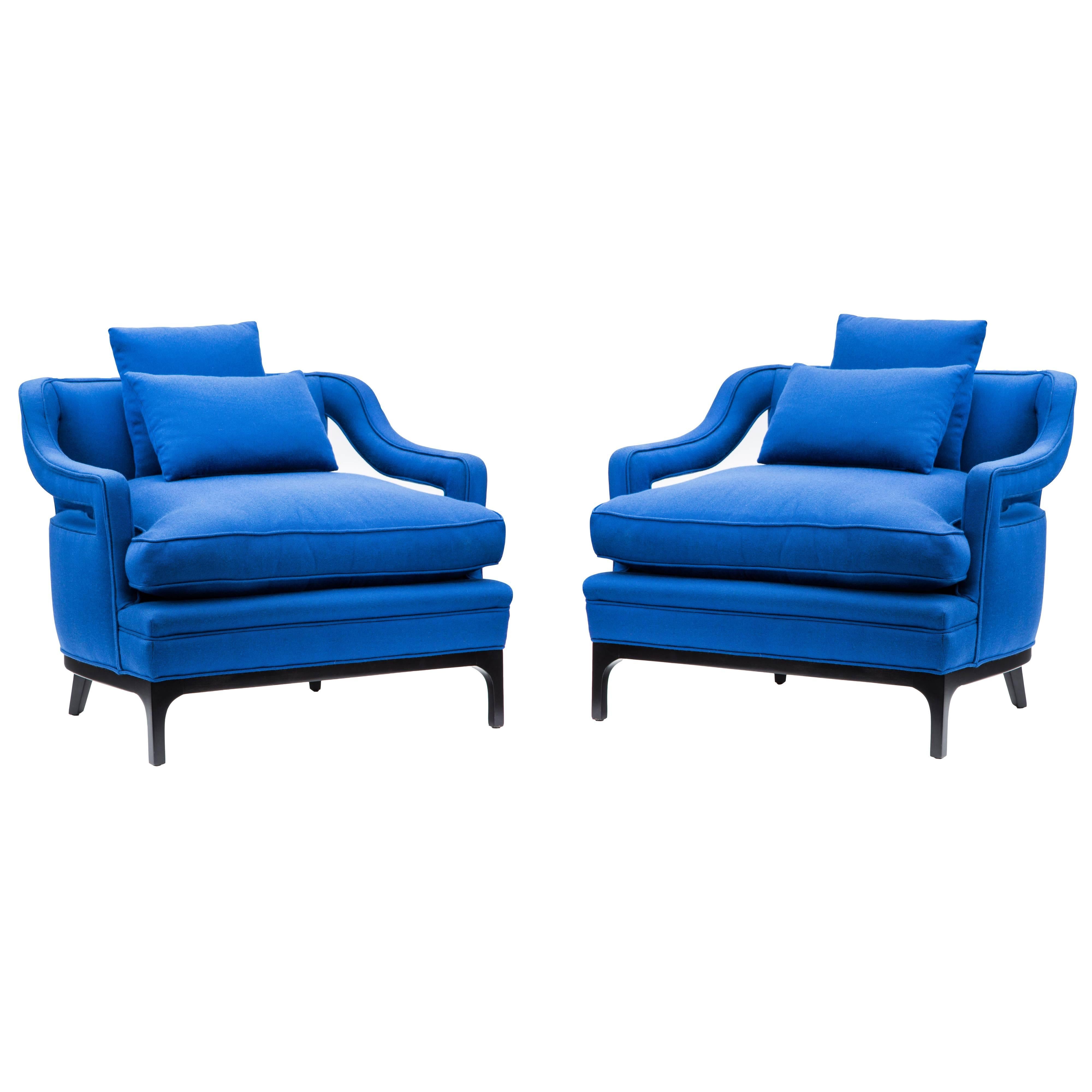 Pair of 1960s Club Chairs in the Style of James Mont