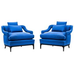 Pair of 1960s Club Chairs in the Style of James Mont