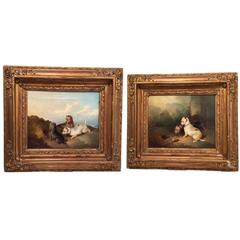 Pair of Victorian Dog Oil Paintings