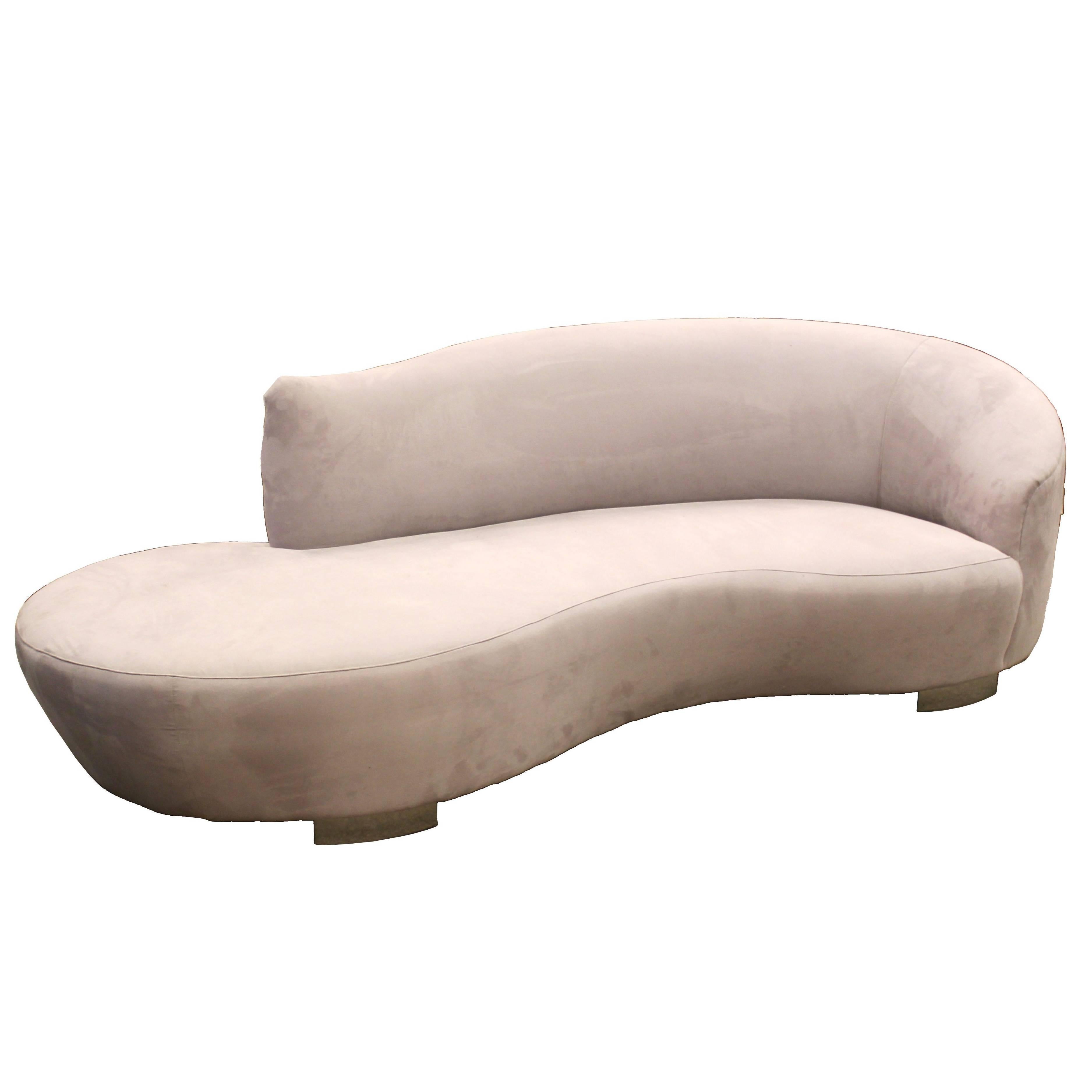 MidCentury Modern Vladimir Kagan Curved Cloud Sofa with Chrome Base at