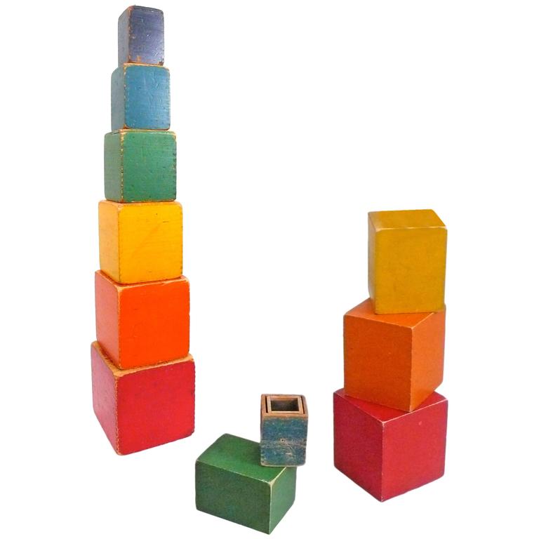 Sets of 1930's HandPainted Children's Nesting Blocks For Sale at 1stdibs