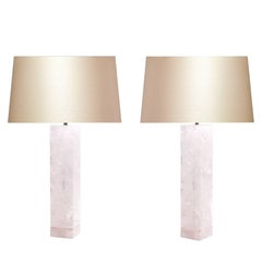 Pair of Modern Rock Crystal Quartz Lamps