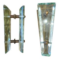 Rare Elegant Pair of Fontana Arte Door Handles, circa 1950s