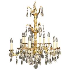 Italian Gilded Bronze and Crystal Antique Chandelier 3