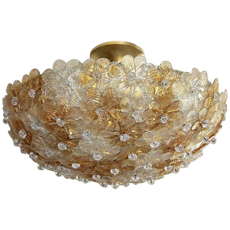 Murano Glass Fl Semi Flush Mount Ceiling Pendant Light At 1stdibs Murano Barovier Glass Fl Semi Flush Mount Ceiling Pendant Light